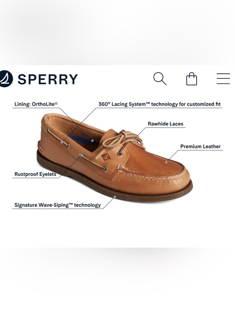 New Sperry Top-Sider 2-Eye Boat Shoes Royal Brown Leather men’s 7 / Womens 8.5 - Picture 3 of 8